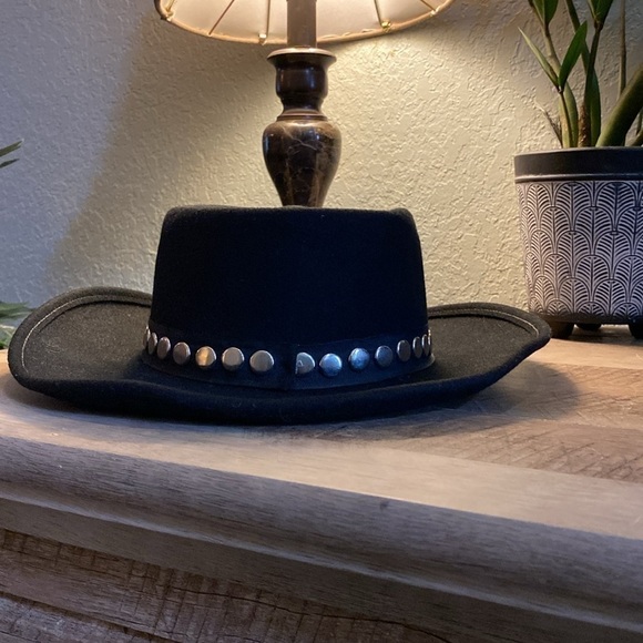 Vintage Bollman Doeskin 100% Wool Hat Black w/ Silver Studs - Picture 7 of 11